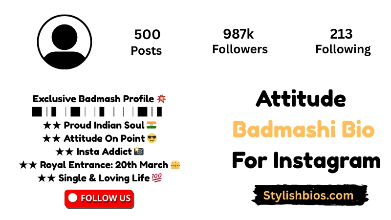 Attitude Badmashi Bio For Instagram