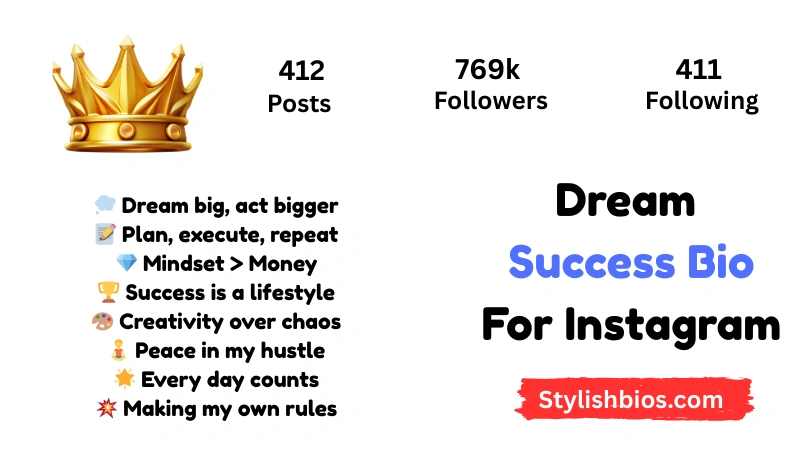 Dream Success Bio For Instagram