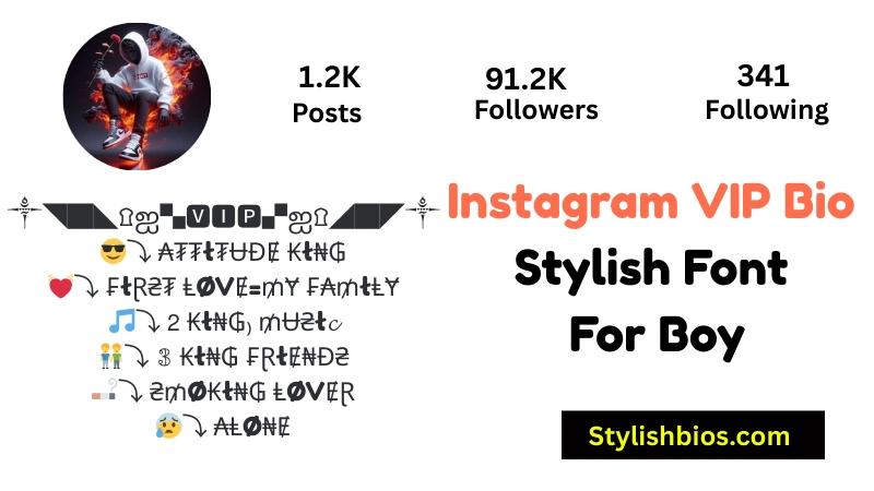 Instagram VIP Bio Stylish Font For Boy