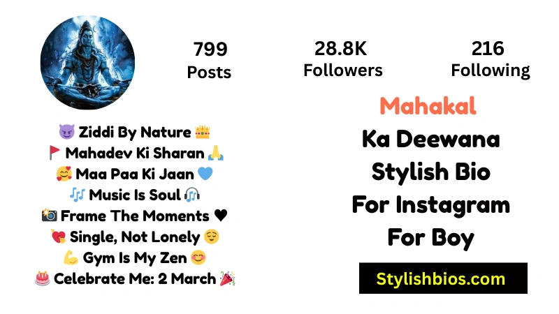 Mahakal Ka Deewana Stylish Bio For Instagram For Boy