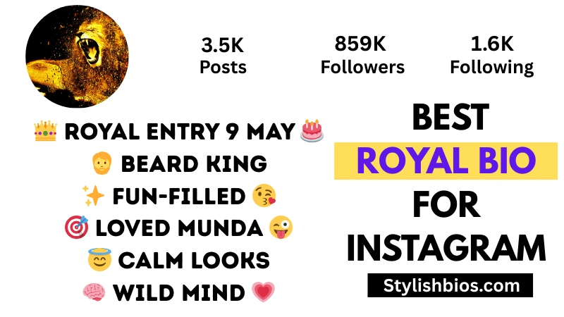 new royal bio for Instagram