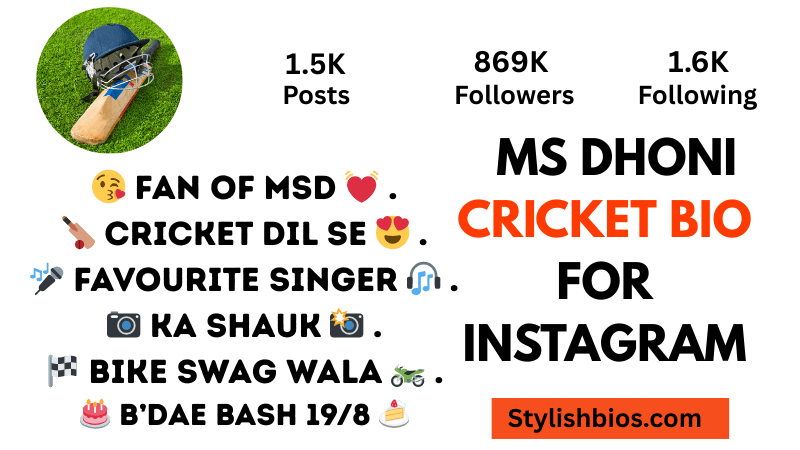 cricket bio for instagram ms dhoni