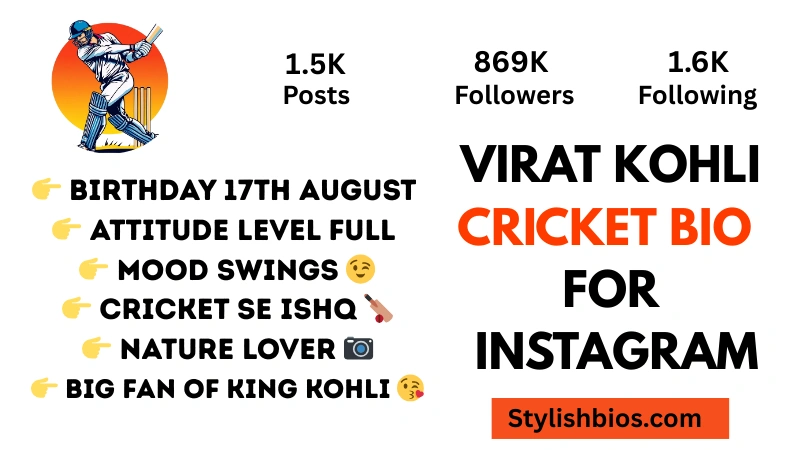 cricket bio for instagram virat kohli