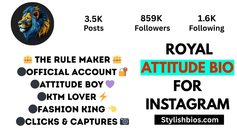 royal attitude bio for Instagram