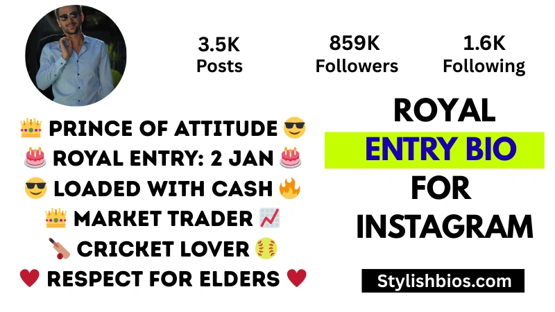 royal entry bio for Instagram