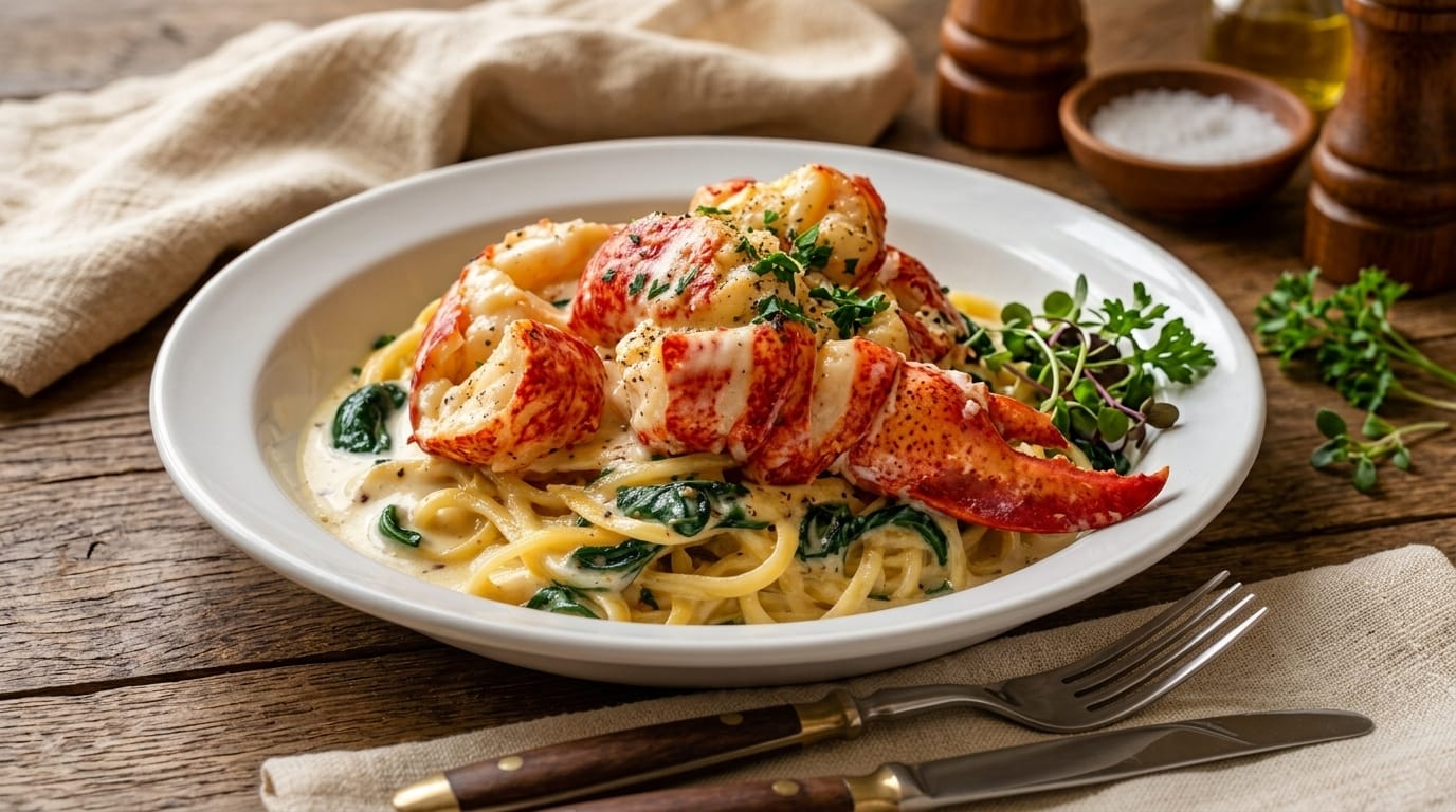 Creamy Garlic Butter Lobster Pasta