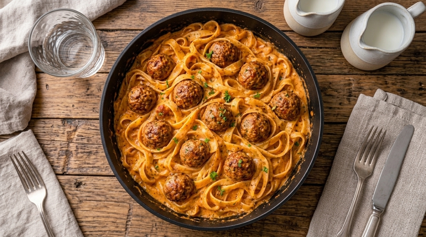 Creamy Pasta and Meatballs