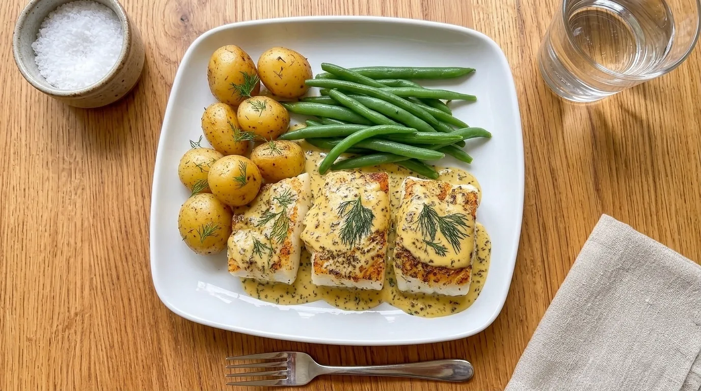 Pan-Seared Fish with Creamy Dill Sauce