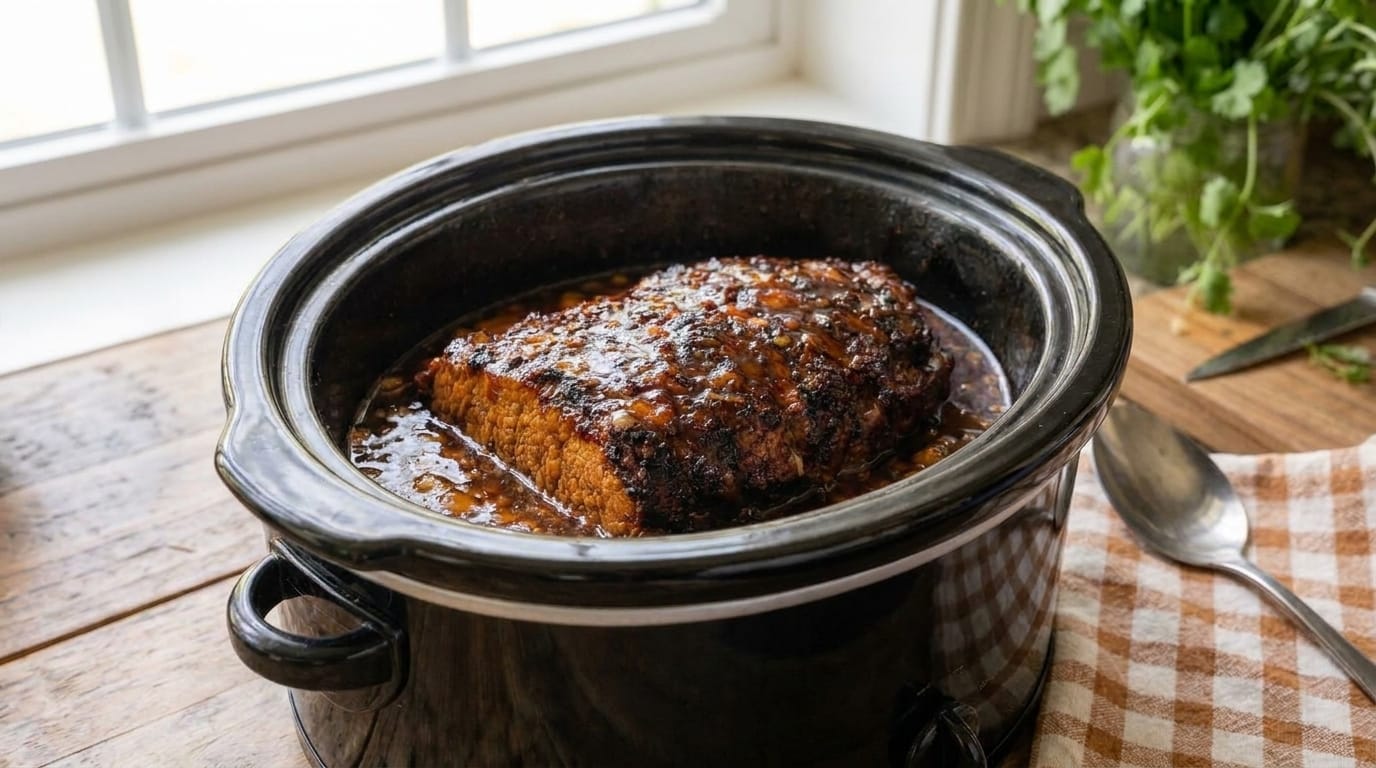 Easy Slow Cooker Garlic Brown Sugar Beef Roast Recipe – Tender, Savory, and Caramelized