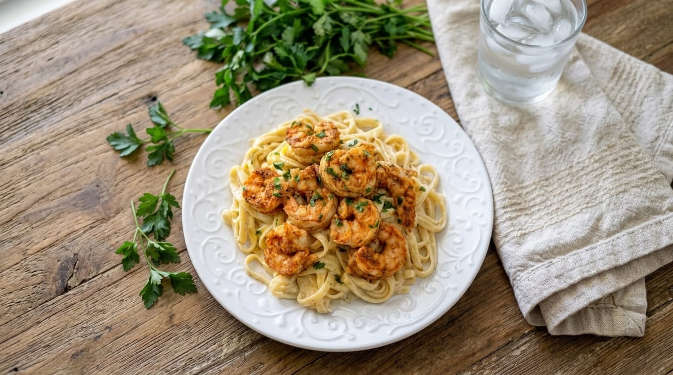Creamy Garlic Parmesan Shrimp Pasta