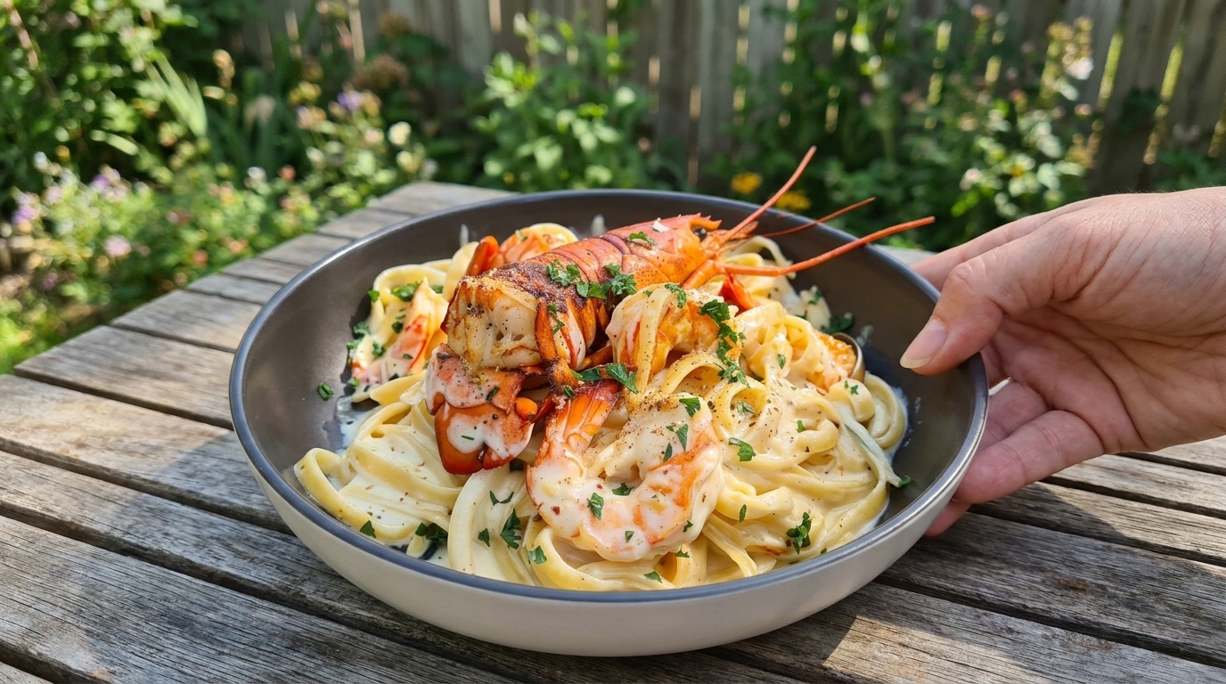 Creamy Lobster Alfredo Pasta: A Luxurious Seafood Dinner With Rich Garlic Cream Sauce