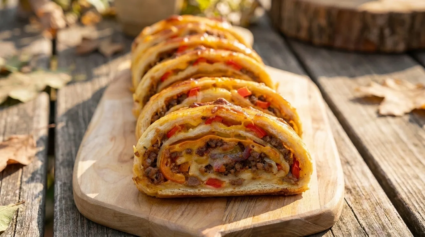 Easy Cheesy Beef & Pepper Stromboli Recipe – Meaty, Gooey, and Perfectly Golden
