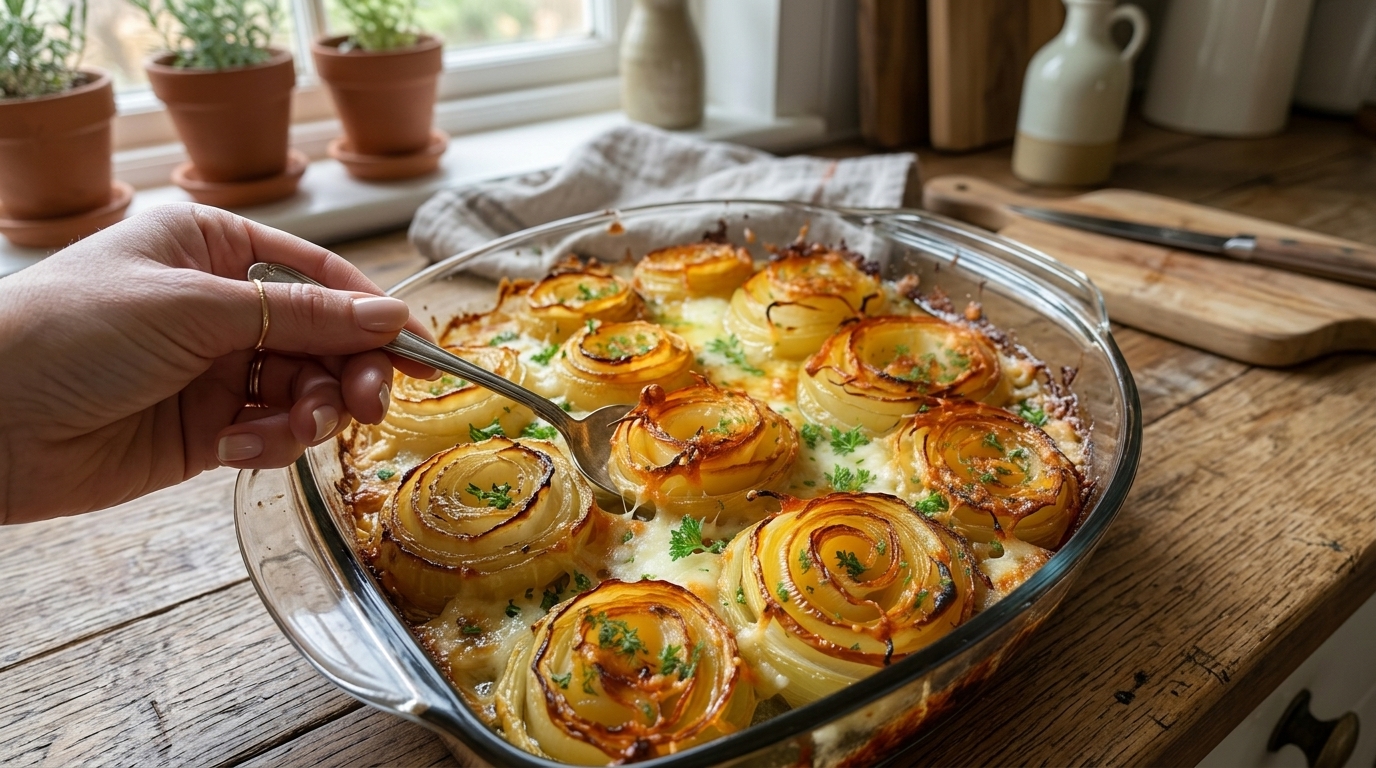 Cheesy Garlic Herb Baked Onion Rings 🧅🧄🧀