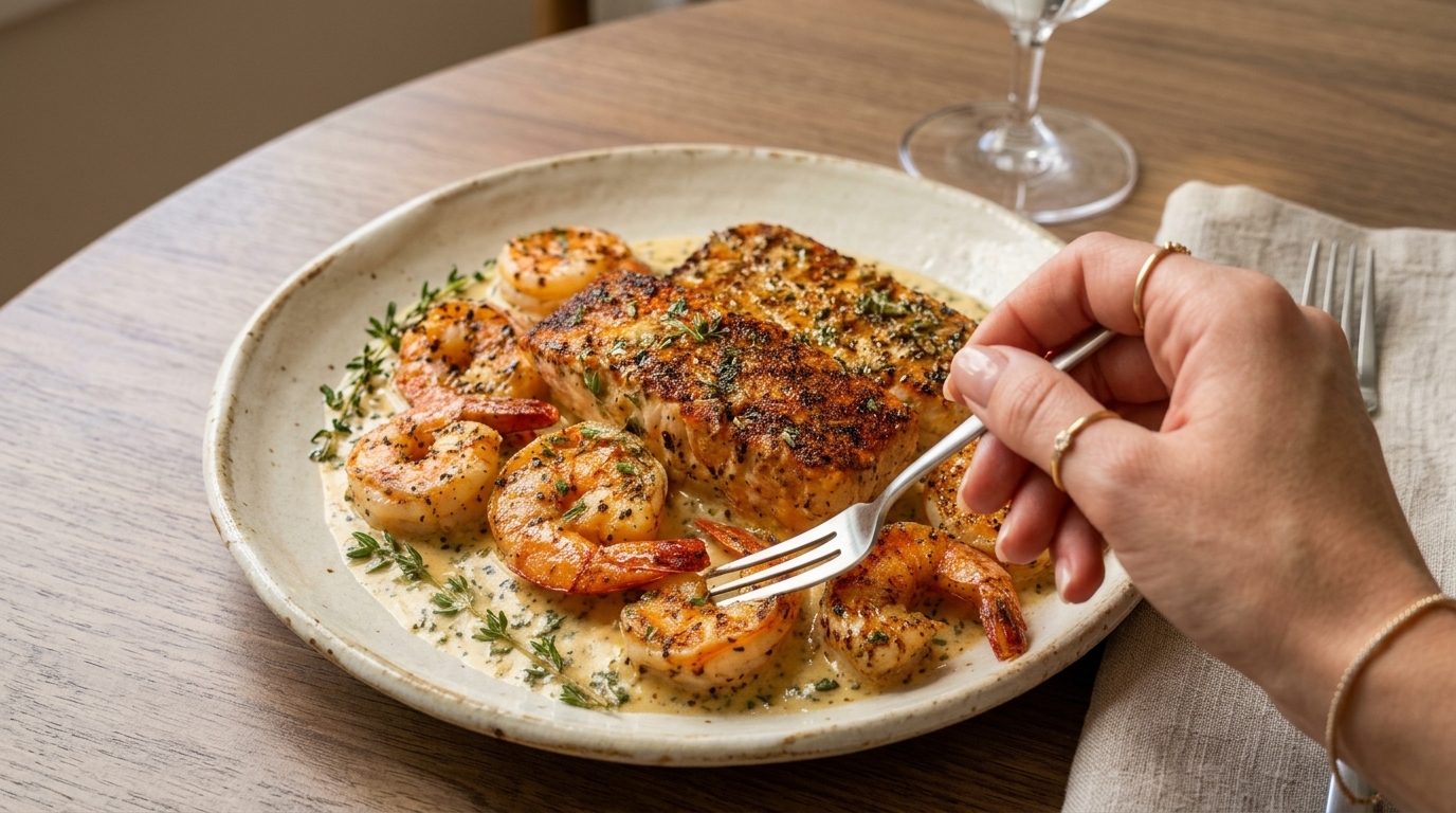 Creamy Garlic Salmon with Shrimp: A Luxurious Seafood Dinner Recipe