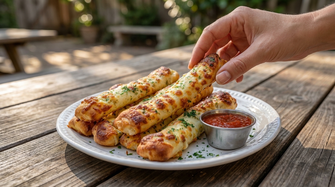 Cheesy Garlic Breadsticks with Mozzarella and Herb Butter