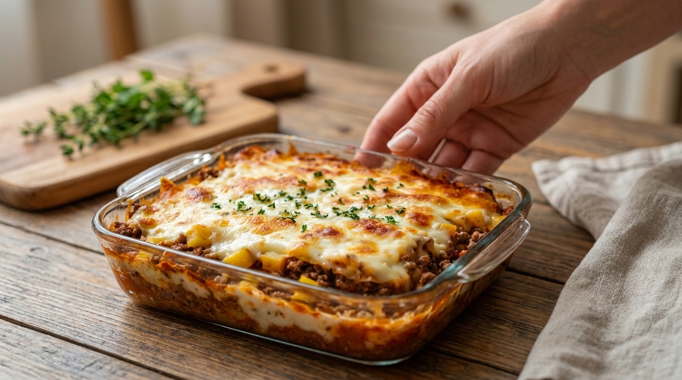 Easy Cheesy Beef & Tomato Casserole Recipe – Hearty, Saucy, and Loaded with Melted Cheese