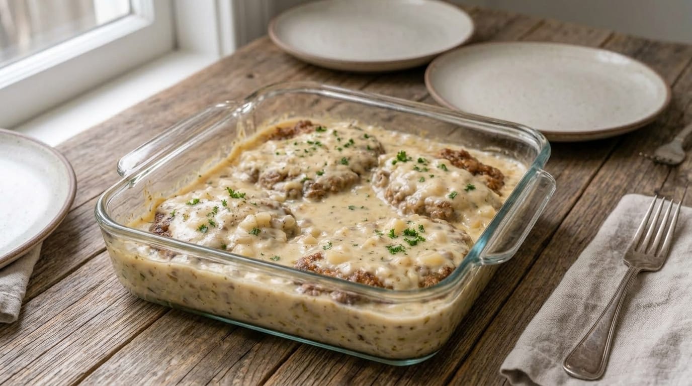 Easy Creamy Smothered Salisbury Steak Recipe – Tender Beef Patties with Rich Mushroom Gravy