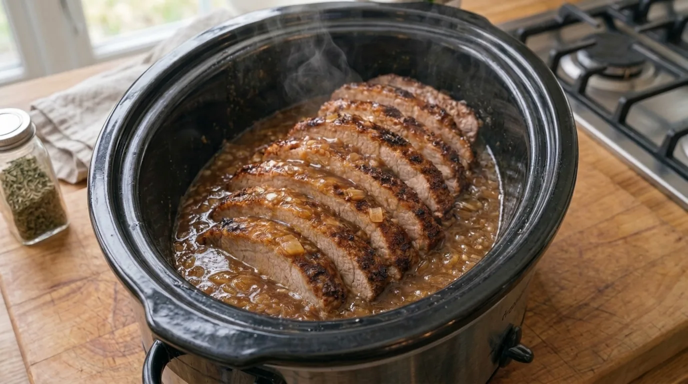 Easy Slow Cooker Garlic Onion Pot Roast Recipe – Tender, Juicy, and Full of Rich Homemade Flavor