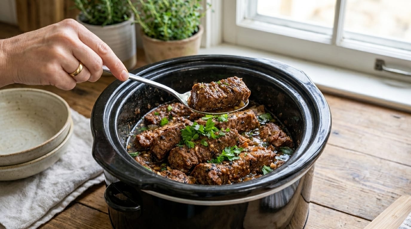 Slow Cooker Garlic Herb Beef Bites – Tender, Juicy & Packed with Rich Flavor