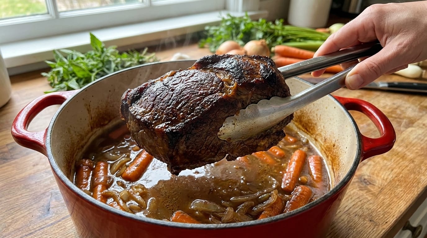 Slow Cooker Garlic Herb Pot Roast – Tender, Juicy & Full of Rich Comforting Flavor
