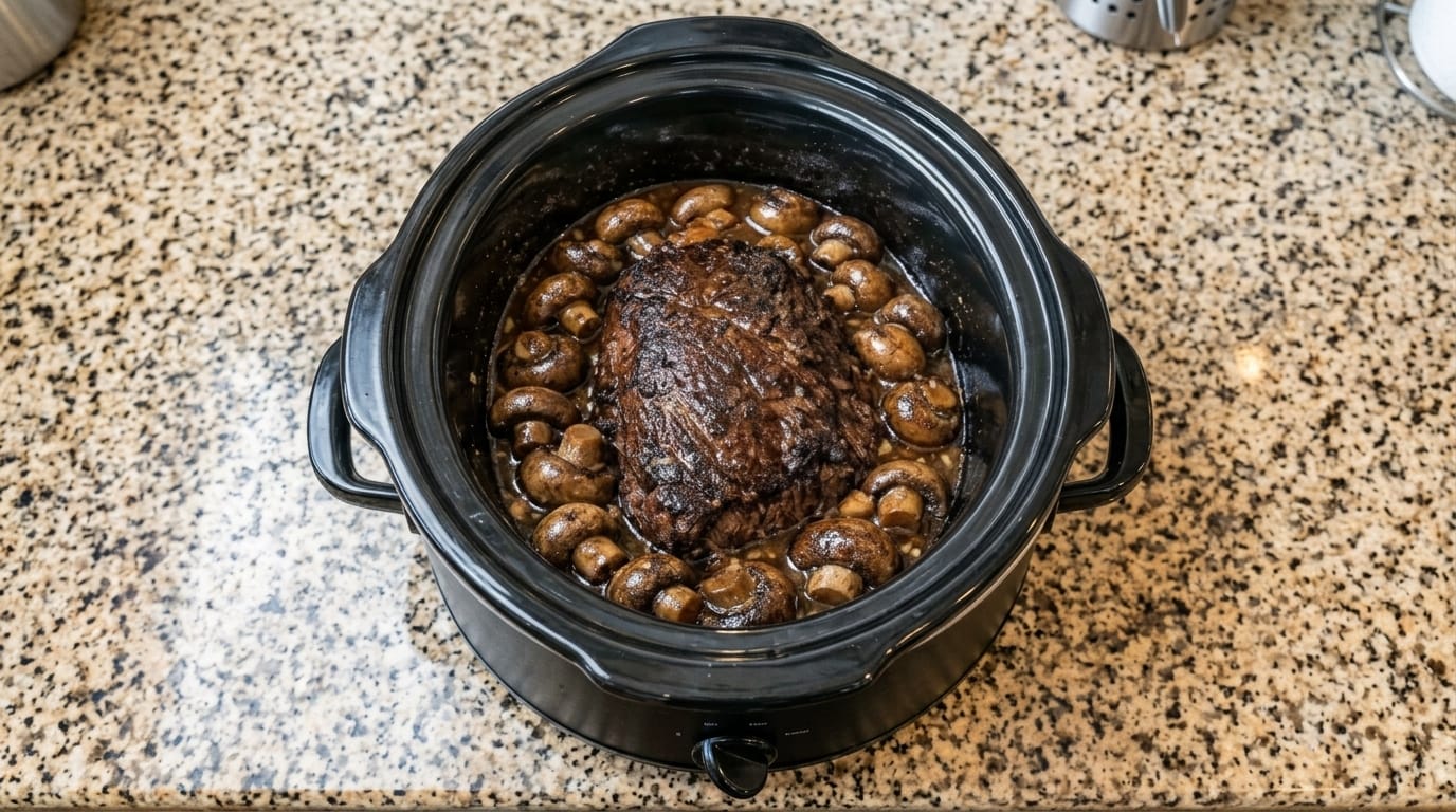 Ultimate Slow-Cooker Garlic Butter Mushroom Beef Roast