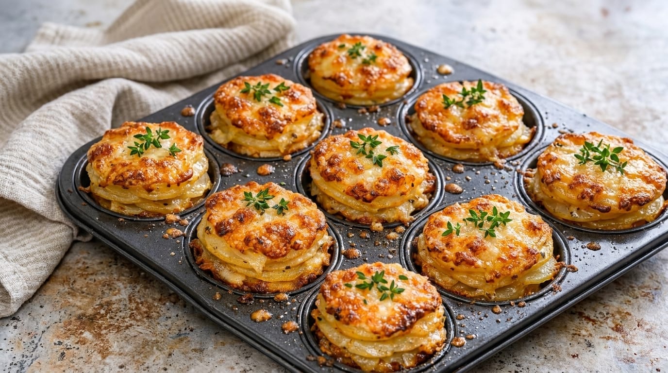 Ultimate Mini Scalloped Potato Gratin Stacks