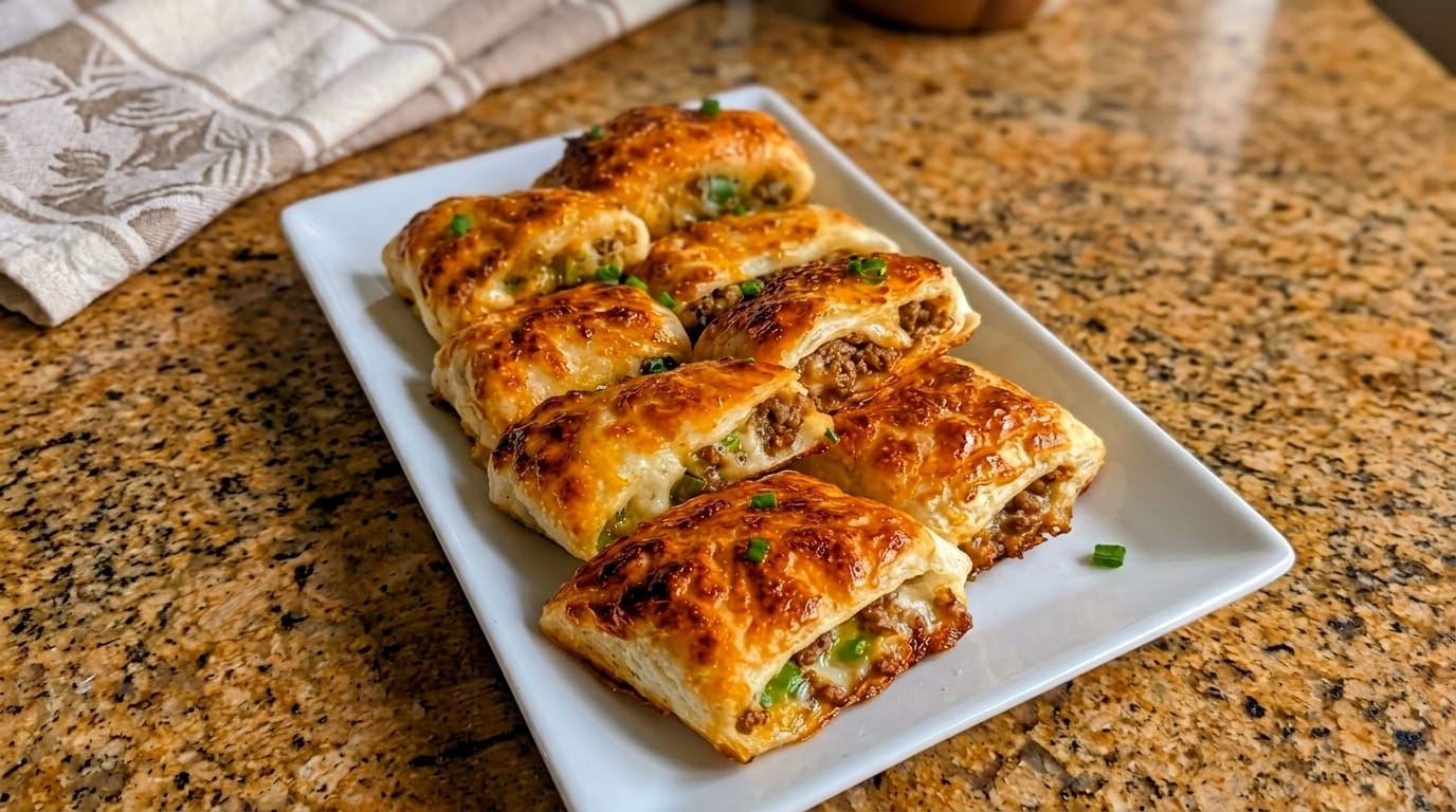 Ultimate Cheesy Beef Puff Pastry Pockets