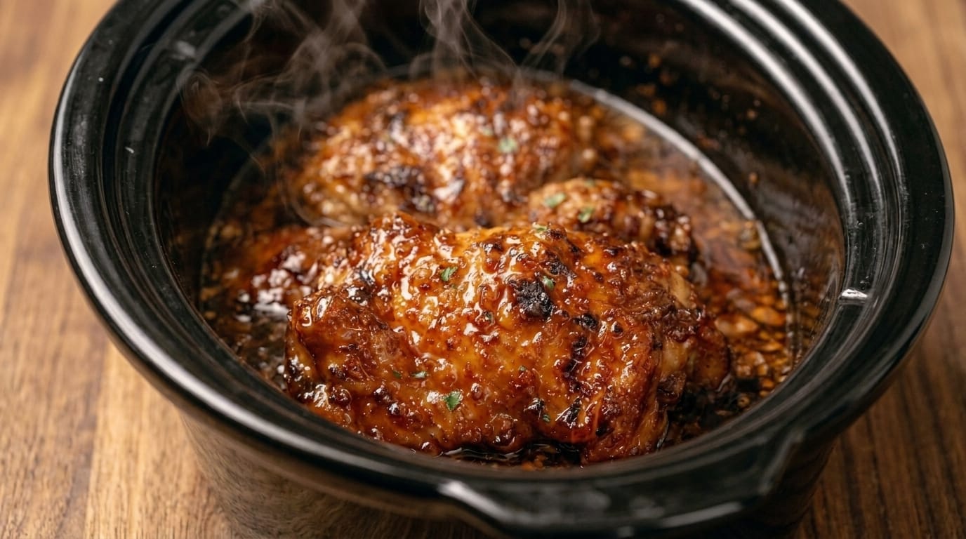 Slow Cooker Garlic Honey Chicken Thighs